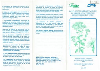 Las plantas medicinales de la sierra ecuatoriana. biodiversidad y usos.