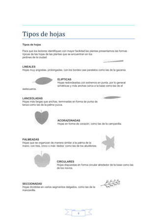 8 
Tipos de hojas Tipos de hojas Para que los lectores identifiquen con mayor facilidad las plantas presentamos las formas...