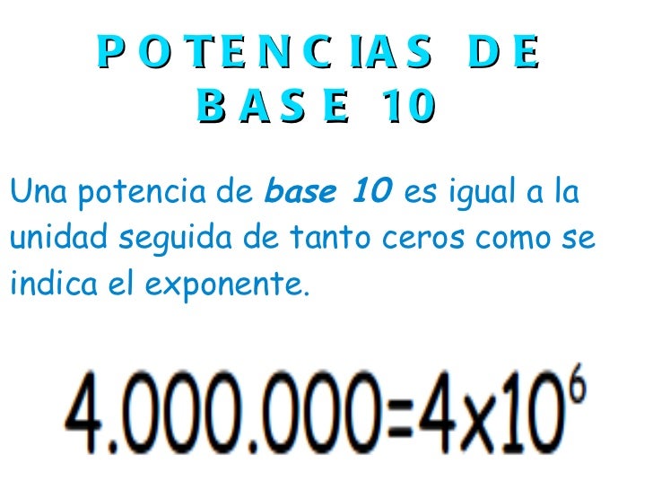 Resultado de imagen de POTENCIAS DE BASE 10