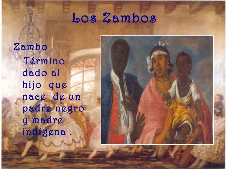 Los Zambos <ul><li>Zambo </li></ul><ul><li>TÃ©rmino dado al  hijo  que nace  de un   padre negro y madre indÃ­gena  . </li><...