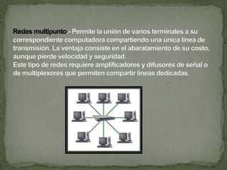 Redes exclusivas o dedicadas, son aquellas que por motivo de seguridad, velocidad o ausencia de otro tipo de red, conectan dos o más puntos de forma exclusiva. Este tipo de red puede estructurarse en redes punto a punto o redes multipunto.