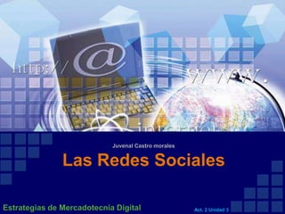 Juvenal Castro morales


               Las Redes Sociales

Estrategias de Mercadotecnia Digital                 Act. 2 Unidad 3
 
