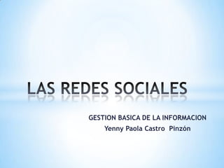 GESTION BASICA DE LA INFORMACION
Yenny Paola Castro Pinzón
 