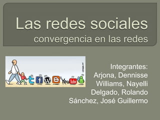 Integrantes:
Arjona, Dennisse
Williams, Nayelli
Delgado, Rolando
Sánchez, José Guillermo
 