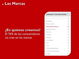 . Las Marcas



 ¿En quienes creemos?
 El 76% de los consumidores
 no cree en las marcas
 