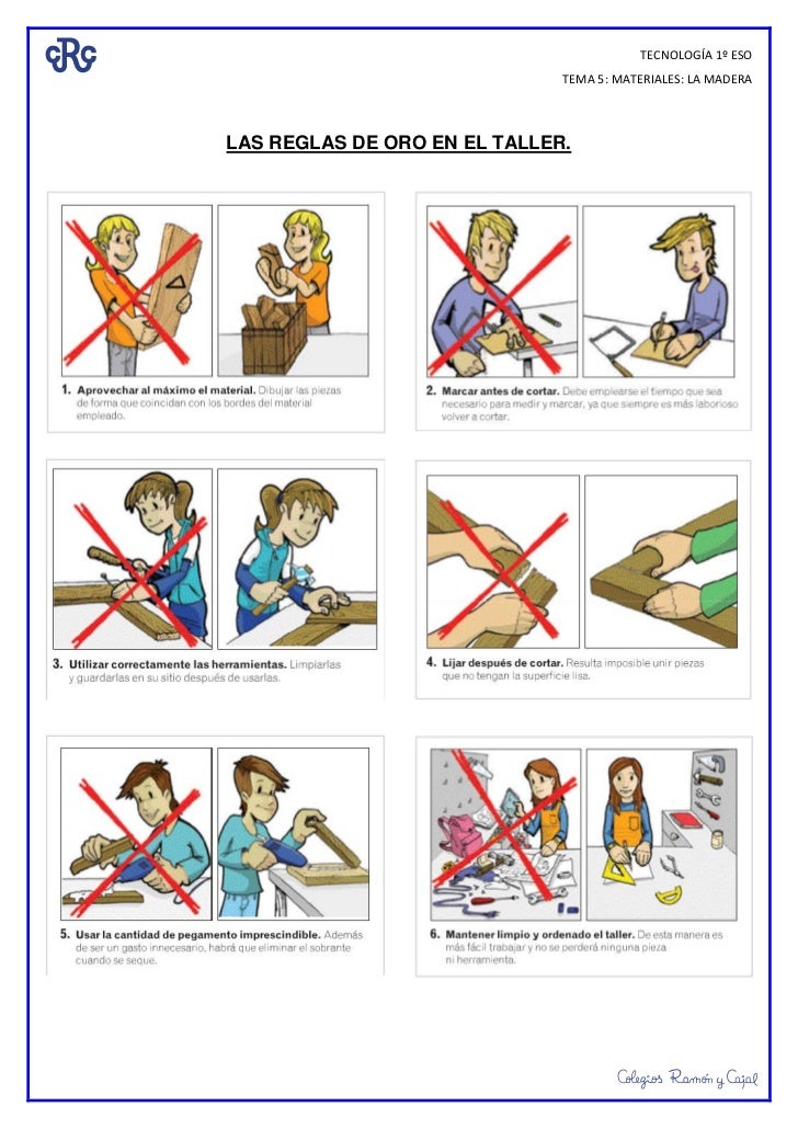 Las reglas de oro en el taller