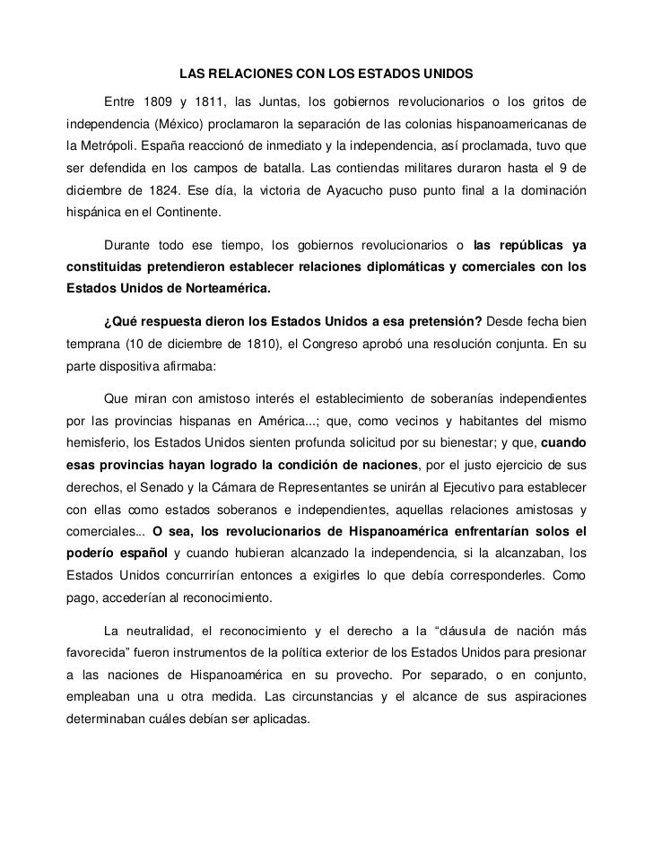 Las relaciones con los estados unidos