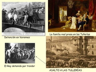 Detención en Varennes
La familia real presa en las Tullerías
ASALTO A LAS TULLERÍAS
El Rey detenido por traidor
 