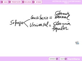 HISTORIA DEL MUNDO CONTEMPORÁNEO
TEMA 3
RECURSOS INTERNETPRESENTACIÓN
Santillana
INICIO
SALIRSALIRANTERIORANTERIOR
 