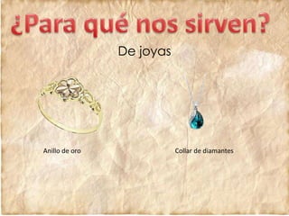 De joyas
Anillo de oro Collar de diamantes
 
