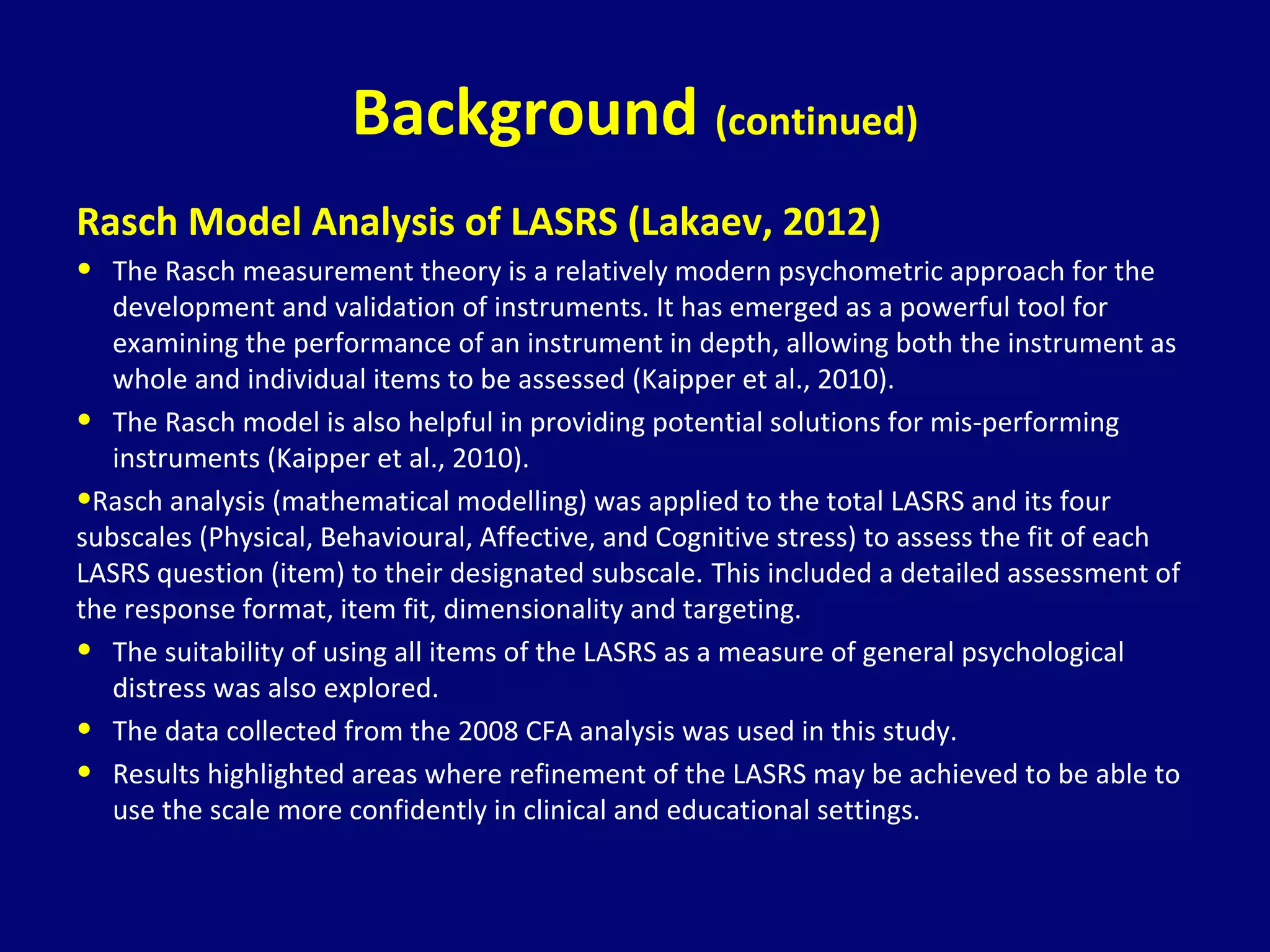 A Scale for Assessing Academic Stress - Lakaev Academic Stress Response ...