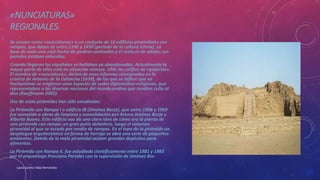 «NUNCIATURAS»
REGIONALES:
Se conoce como «nunciaturas» a un conjunto de 16 edificios piramidales con
rampas, que datan de entre 1100 y 1450 (periodo de la cultura Ichma). La
base de cada una está hecha de piedras canteadas y el resto es de adobe; sus
paredes estaban enlucidas.
Cuando llegaron los españoles se hallaban ya abandonados. Actualmente la
mayor parte de ellos está en situación ruinosa. Uhle los calificó de «palacios».
El nombre de «nunciatura», deriva de unos informes consignados en la
crónica de Antonio de la Calancha (1639), de las que se infiere que en
Pachacámac se erigieron unas especies de sedes diplomático-religiosas, que
representaban a las diversas naciones del mundo andino que rendían culto al
dios (Kauffmann 2002).
Dos de estas pirámides han sido estudiadas:
La Pirámide con Rampa I o edificio JB (Jiménez Borja), que entre 1968 y 1969
fue sometido a obras de limpieza y consolidación por Arturo Jiménez Borja y
Alberto Bueno. Este edificio nos da una clara idea de cómo era la planta de
una pirámide con rampa: un gran patio delantero, luego el volumen
piramidal al que se accede por medio de rampas. En el tope de la pirámide un
despliegue arquitectónico en forma de herraje se abre una serie de pequeños
ambientes. Detrás de la mole piramidal existen grandes depósitos para
alimentos.
La Pirámide con Rampa II, fue estudiada científicamente entre 1981 y 1983
por el arqueólogo Ponciano Paredes con la supervisión de Jiménez Bor.
Laura Camila Vidal Hernández
 