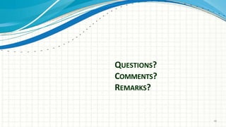 QUESTIONS?
COMMENTS?
REMARKS?
48
 