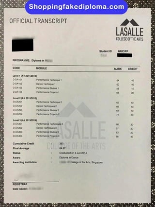 Lassale College fake transcript from shoppingfakediploma.com