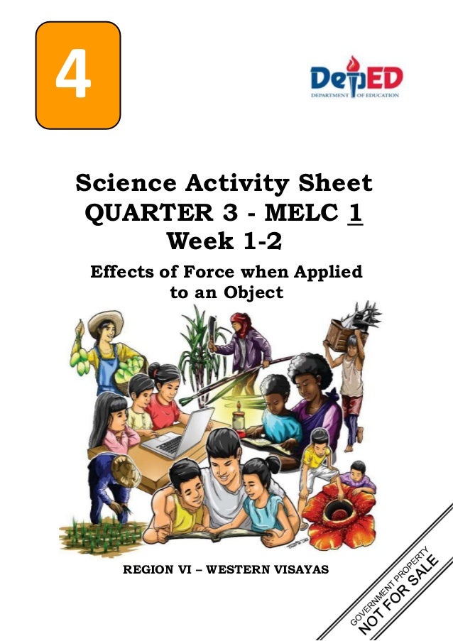 REGION VI – WESTERN VISAYAS
Science Activity Sheet
QUARTER 3 - MELC 1
Week 1-2
Effects of Force when Applied
to an Object
4
 