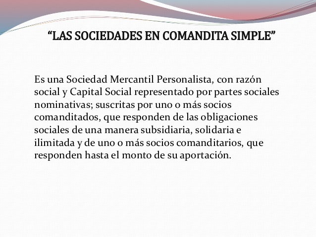 Las sociedades en comandita simple y por acciones