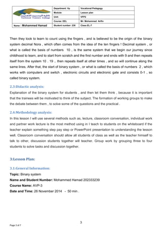 Lasson binary systam | DOCX