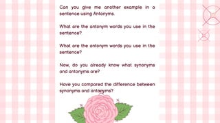 SYNONYMS AND ANTONYMS 5E'S LESSON PLAN GRADE 3 | PDF