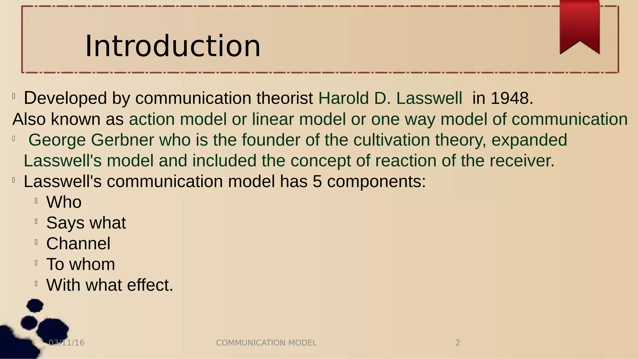 Lasswell communication model ppt