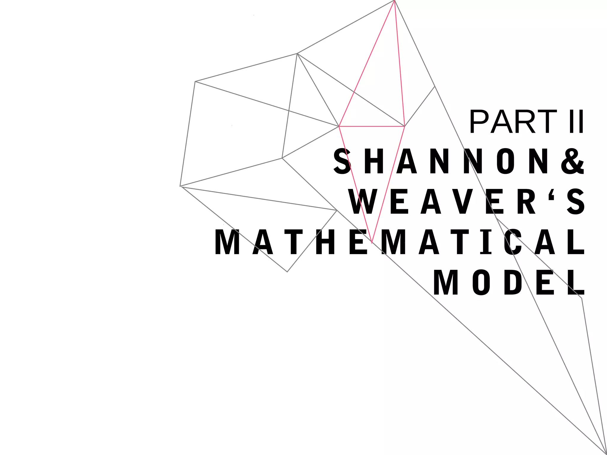 PART II
S H A N N O N &
W E A V E R ‘ S
M A T H E M A T I C A L
M O D E L
 