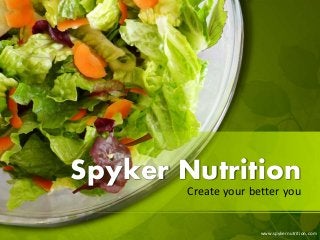 Spyker Nutrition
Create your better you
www.spykernutrition.com
 