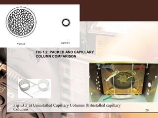 FIG 1.2 :PACKED AND CAPILLARY
             COLUMN COMPARISON




Fig1.3 :( a) Uninstalled Capillary Columns (b)Installed capillary
Columns                                                             20
 