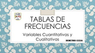TABLAS DE
FRECUENCIAS
Variables Cuantitativas y
Cualitativas DEMETRIO CCESA
 