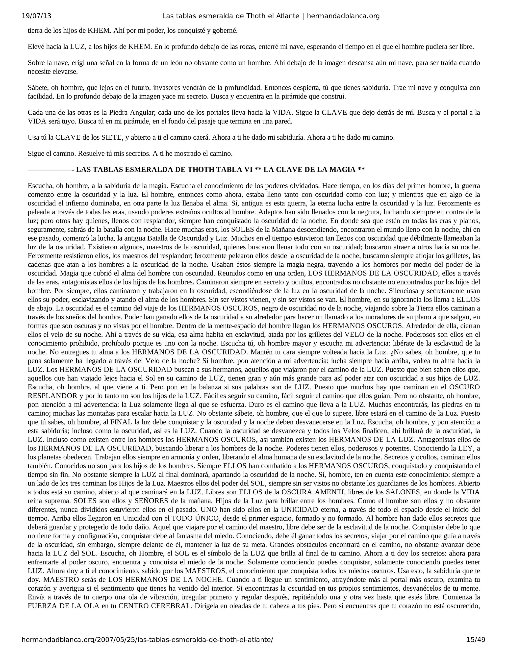 Las tablas esmeralda de thoth el atlante hermandadblanca