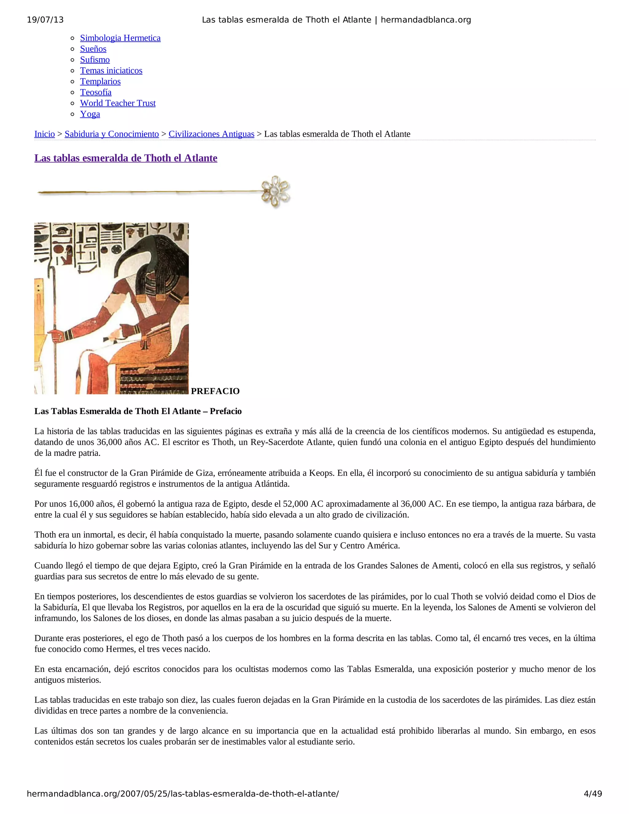 Las tablas esmeralda de thoth el atlante hermandadblanca