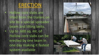 Contoso Ltd.
Add a footer
21
ERECTION
• Hollow core slabs are
lifted from the trailers on
site by a special spreader
beam and lifting belts.
• Up to 600 sq. mt. of
Hollow core slabs can be
erected by one team in
one day making it fastest
system available
 