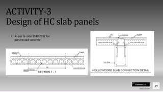 Contoso Ltd.
ACTIVITY-3
Design of HC slab panels
Add a footer
49
• As per is code 1348 2012 for
prestressed concrete
 