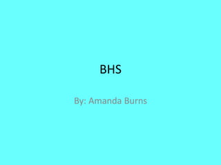 BHS
By: Amanda Burns
 