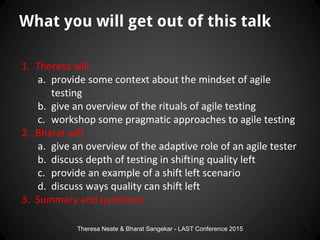 Theresa Neate & Bharat Sangekar - LAST Conference 2015
What you will get out of this talk
1. Theresa will
a. provide some ...