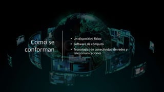 Como se
conforman
• Un dispositivo físico
• Software de cómputo
• Tecnologías de conectividad de redes y
telecomunicaciones
 