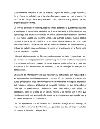 Las tic como herramienta a la gestión empresarial