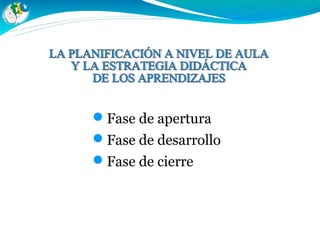 Fase de apertura
Fase de desarrollo
Fase de cierre
 