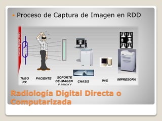 Radiología Digital Directa o
Computarizada
 Proceso de Captura de Imagen en RDD
 