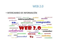 WEB 2.0
• INTERCAMBIO DE INFORMACIÓN
 
