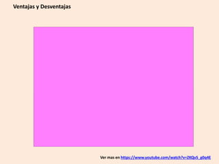 Ventajas y Desventajas
Ver mas en https://www.youtube.com/watch?v=ZKQvS_g0q4E
 