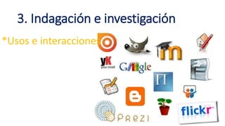 3. Indagación e investigación
*Usos e interacciones
 