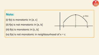 Note:
(i) f(x) is monotonic in [a, c]
(ii) f(x) is not monotonic in [a, b]
(iii) f(x) is monotonic in [c, b]
(iv) f(x) is not monotonic in neighbourhood of x = c
 