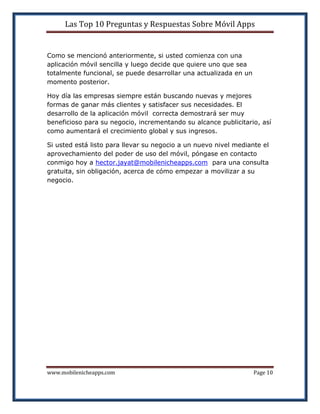 Las Top 10 Preguntas y Respuestas Sobre Móvil Apps | PDF