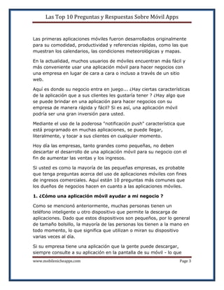Las Top 10 Preguntas y Respuestas Sobre Móvil Apps | PDF