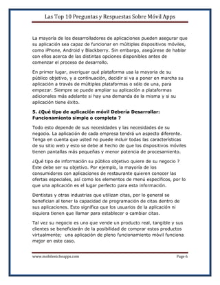 Las Top 10 Preguntas y Respuestas Sobre Móvil Apps | PDF