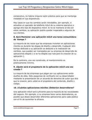 Las Top 10 Preguntas y Respuestas Sobre Móvil Apps | PDF