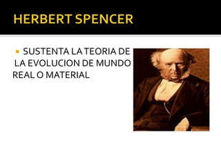  SUSTENTA LA TEORIA DE
LA EVOLUCION DE MUNDO
REAL O MATERIAL
 
