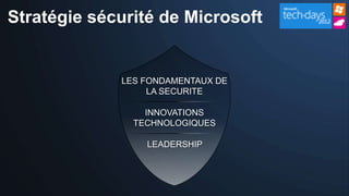 Stratégie sécurité de Microsoft


             LES FONDAMENTAUX DE
                  LA SECURITE

                 INNOVATIONS
               TECHNOLOGIQUES

                 LEADERSHIP
 