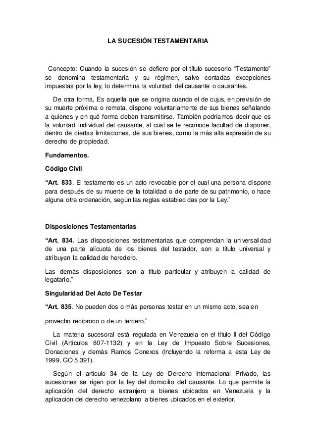 La sucesion testamentaria