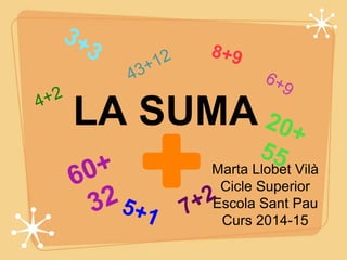 LA SUMA
Marta Llobet Vilà
Cicle Superior
Escola Sant Pau
Curs 2014-15
 