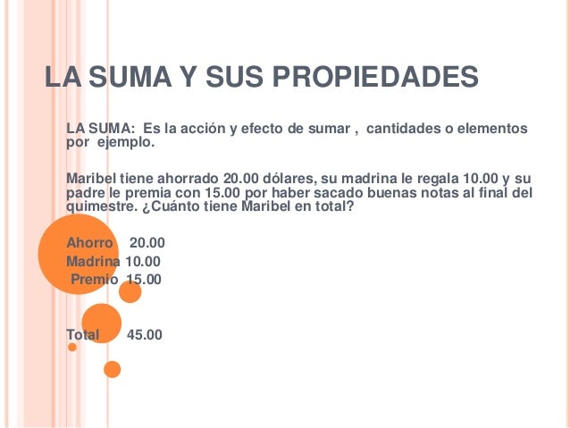 La suma y sus propiedades